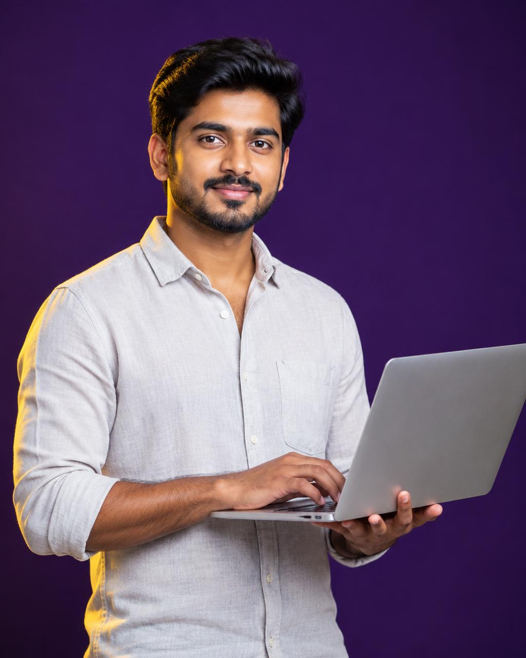 ল্যাপটপে কাজ করছেন একজন ডিজিটাল উদ্যোক্তা